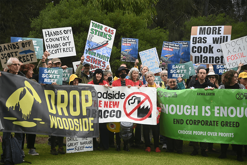 Protesters disrupt Woodside AGM amid growing calls to reject Browse project